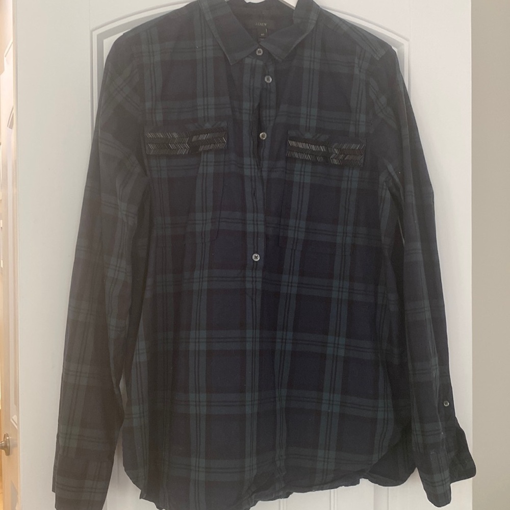Black watch plaid top